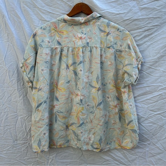 Faherty Hemp Floral Button Up Short sleeve Collared Shirt Size XL - Picture 4 of 8